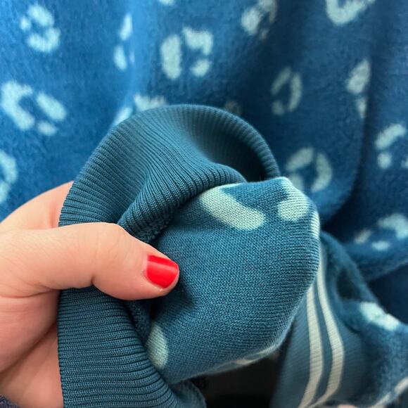 ZELOS Women's Blue Baggy Fleece Leopard Print Half Zip Pullover Jacket Size XL - Picture 5 of 7